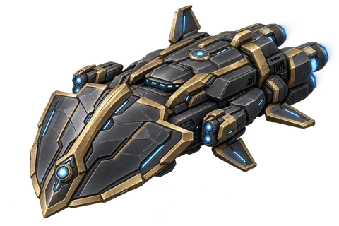 Kalkan biçimli zırhlı burnu ve mavi enerji düğümleri bulunan Rex Stellarum Guardian gemisi.